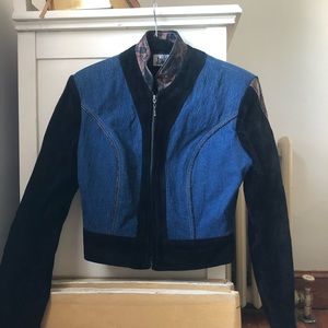 Vintage Suede & Snake Skin Jean Jacket